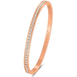 Malinsi® Armband Dames Bangle Diamant - Rose Gold Plated RVS 19cm - Sieraden Armbanden Vrouw