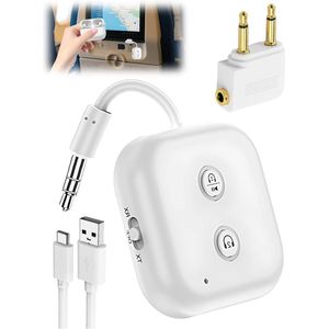 JGS Premium - 2-in-1 Bluetooth Zenderontvanger voor vliegtuig - Ondersteunt 2 AirPods - Hoofdtelefoonadapter met Bluetooth 5.3