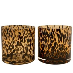 Celtic Cheetah windlichten - theelichtjes - kaarshouders - windlichten - panter - tijger - Leonard - mondgeblazen - 12 cm bij 12 cm