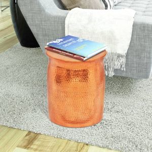 vidaXL Bijzettafeltje - Aluminium - Messing - Handgemaakt Aluminium Krukje - Messing Krukje - Vintage Krukje - Industriële Kruk - Woonaccessoires
