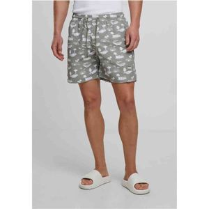 Urban Classics - Pattern Zwemshorts - S - Bruin/Wit