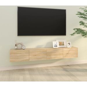 Furniture Limited - Tv-meubelen 2 st wandgemonteerd 100x30x30 cm hout sonoma eiken