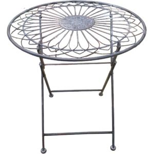 Mica Decorations Biryani Bistro Tuin Tafel - H72 x Ø69 cm - Ijzer - Grijs