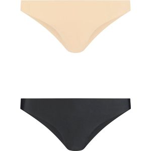 Bye Bra Onzichtbare Bikini In Braziliaanse Stijl, Hoge Taille, Naadloze Bikini, Niet Aan Te Raken, Geen Slipjeslijn, Gladde Randen, 2 Kleurenpak, Beige En Zwart, XXL