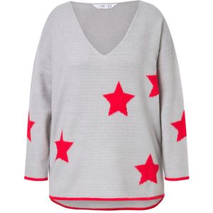 Angel of Style Angel of Style - Dames - Trui oversized sterren lange mouwen - Lichtgrijs melange - Maat 50+