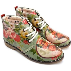 GOBY Vintage Bloom Enkel Laarzen – Handmade – Vegan Leer – Damesboots – Maat 36
