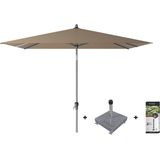 Platinum Riva stokparasol 2.5x2.5 - Taupe met voet en hoes