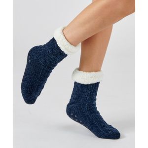 Damart - Kabelgebreide tricot sokken Thermolactyl - Dames - Blauw - T.UNIQUE