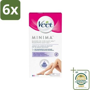 Veet Koude Waxstrips Minima Benen Hypoallergeen 40 stuks per verpakking - Voordeelverpakking - 6 stuks - Ontharing lichaam - Gladde huid