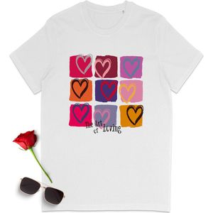 T Shirt Dames - T Shirt Heren - Unisex - Liefde - Wit - Maat S