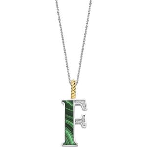 TI SENTO Dames Hanger - 925 zilver - Letter F - Malachiet - 6840MA_F