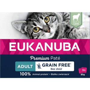 Eukanuba Lams Pate Graanvrij Adult Kat Multi-Pack 12 x 85 gr