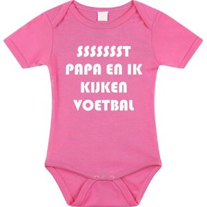 Rompertjes baby - papa en ik kijken voetbal - baby kleding met tekst - kraamcadeau jongen - maat 80 roze