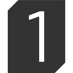 Plaquette cijfer 1, super mat zwart, 70mm