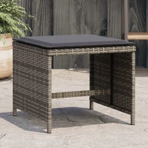 vidaXL Tuinkrukken 4 st met kussens - Poly rattan - Grijs Tuinkruk - Tuinstoel - Buitentijd - Terrasdecoratie - Lounge Set