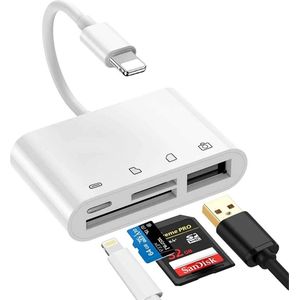 NÖRDIC Lightning Kaartlezer - SD/MicroSD - 1xUSB-A, 1xUSB-C