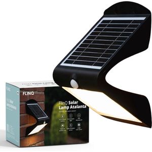 FlinQ Atalanta - Solar Wandlamp - Solar Tuinverlichting - Zonne-energie - Bewegingssensor - 4W - Zwart