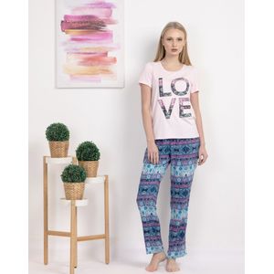 VANILLA - Love dames pyjama - Pyjamasets - Tweedelig - Viscose - Roze - PJ1544 - XXL