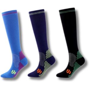 Compressiekousen Hardlopen en Vliegtuig - Compressie Sokken - Steunkousen - S/M (maat 34-40) – 3 Paar - Unisex