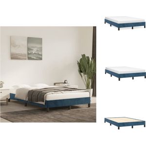 vidaXL Bedframe - Fluweel - Multiplex - 203 x 123 x 25 cm - Donkerblauw - 120 x 200 cm - Bed