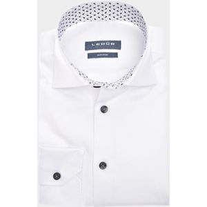 Ledub modern fit overhemd - wit - Strijkvrij - Boordmaat: 38