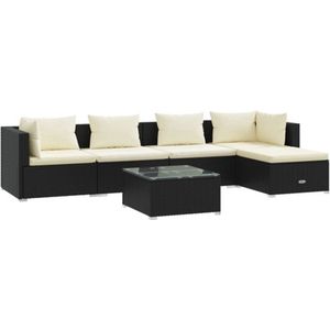 vidaXL-6-delige-Loungeset-met-kussens-poly-rattan-zwart