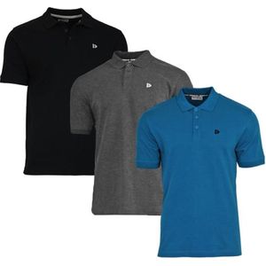 3-Pack Donnay Polo (549009) - Sportpolo - Heren - Black/Charcoal-marl/Petrol (563) - maat S