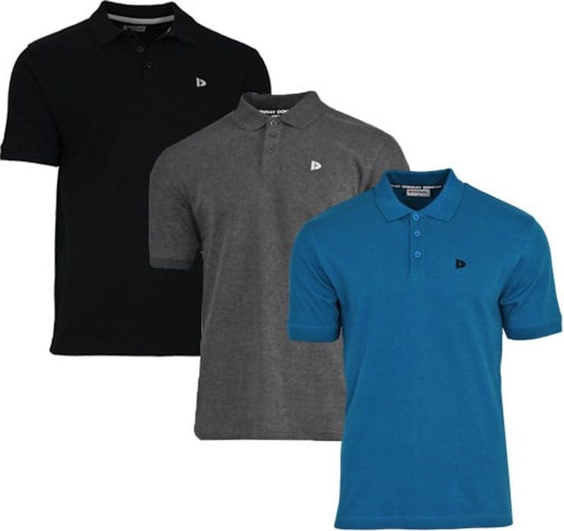 3-Pack Donnay - Polo (Noah) - Sportpolo - Heren - Black/Charcoal/Petrol (563) - maat S