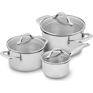 Scanpan - Pannenset - STS - 3-delig ( 1x Steelpan 16cm 1x kookpan 20cm 1x kookpan 24cm) Geschikt voor alle warmtebronnen ( inclusief inductie )