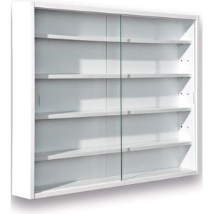 Goodivery - Vitrinekast - Vitrinekast met Glas - Vitrinekasten -Vitrinekast Hangend - Wandvitrine - Vitrine Kast - 9.5x80x60 - Wit