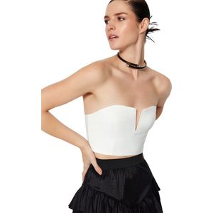 Trendyol Zwarte Crop-Gevoerde Geweven Bustier Tprss22Bs0065