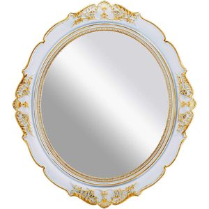Decoratieve wandspiegels vintage hangende spiegel voor slaapkamer ovaal antiek wit Decoratieve wandspiegels zijn een prachtige toevoeging aan elke slaapkamer. Deze vintage hangende spiegel heeft een ovale vorm en een antiek witte kleur.