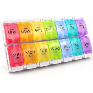 Pillendoos - Medicijnendoosje - 14 Vakken - 7 Dagen - Pillendoosjes met Handig Kliksysteem