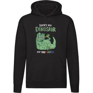 Sorry my Dinosaur ate your Unicorn Hoodie - dino - eten - eenhoorn - dinosaurus - grappig - unisex - trui - sweater - capuchon