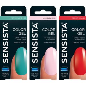 Sensista Wild Blossom Set - Color Gel - Gellak Voordeelset - Roze - Rood - Groen - Gel nagellak voor LED lamp - 3 stuks