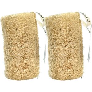 Elicious® - Loofah - Body Scrub Rol - Set van 2 stuks - 100% Natuurlijk - Plantaardig - Biologisch Afbreekbaar - Badspons - Douchespons - Natuurspons - Scrub - Peeling - Plasticvrij - Duurzaam - Dierproefvrij - Vegan - Herbruikbaar