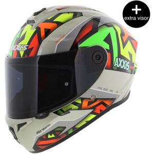 Axxis Draken S helm Jolly glans grijs XL + extra (donker) vizier in de doos!