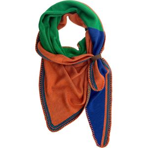 LOT83 Sjaal Nova - Vegan leren sluiting - Omslagdoek - Ronde sjaal - Groen, oranje, blauw - 1 Size fits all