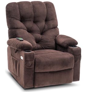 Mara Luxe Elektrische Relaxstoel - Relax stoel - Chill stoel - Bruin - Tv stoel - Ligfunctie - USB poort - Pluche stof - 86 x 103 x 105 cm