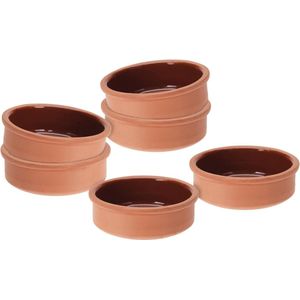 Tapas kommen van klei 250 ml - set van 6 - vuurvaste ovenschaal aan de binnenkant geglazuurd - traditionele kleischaal dessert dip snack schaaltjes tapasschaal oven- en vaatwasmachinebestendig