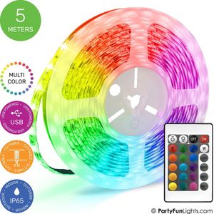 PartyFunLights - LED Strip - Multi-Color RGB - Werkt op USB - 5 Meter
