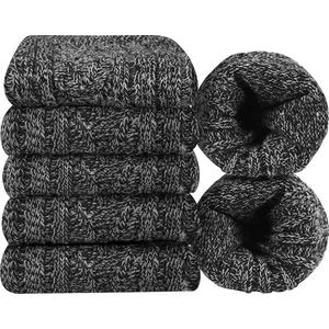 Dikke damessokken, 5 paar, merinowol, warme gebreide sokken, damessokken, thermosokken voor dames, winter, 36-42 EU