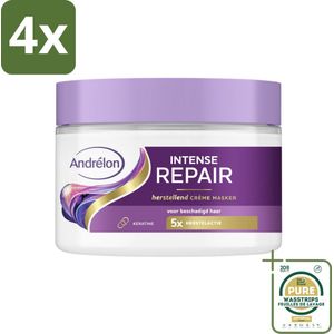 Andrélon – Crème Haarmasker – Intense Repair – 300 ml - Voordeelverpakking - 4 stuks - Keratine - Beschadigd haar