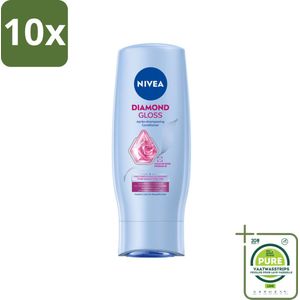 10 x NIVEA - Diamantglans Conditioner - Crèmespoeling - Voor Glans - 200 ml - Grootverpakking - Haar Conditioner - Glans Conditioner - NIVEA Diamond Gloss - Diamant Poeder - Aronskelk Extract