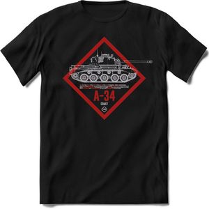 T-Shirtknaller T-Shirt|A-34 Leger tank|Heren / Dames Kleding shirt|Kleur zwart|Maat XL