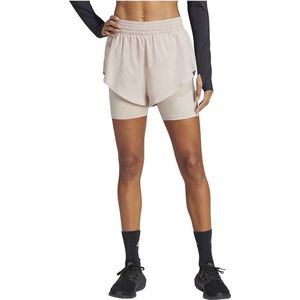 Adidas Hiit Hr 2 In 1 Korte Broek Beige L Vrouw