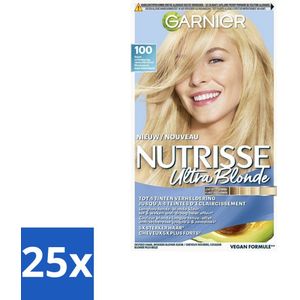 25 x Garnier - Nutrisse Ultra Blond 100 - Haarkleuring - Zeer Zeer Licht Blond - Verhelderend - Permanente Kleur - Ultra Crème - Haarverf Garnier