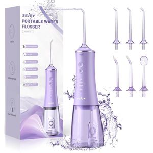 Draadloze elektrische monddouche waterflosser met 5 modi en 6 sproeiers - USB-C oplaadbaar en IPX7 waterdicht