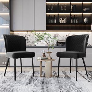 Sweiko Eetkamerstoel (2 pcs), zwart, gestoffeerd stoel ontwerp stoel met rugleuning, fluwelen stoel Metalen frame