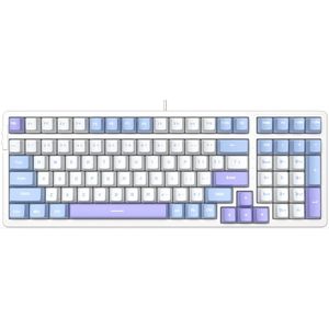 SunSonny N-J80 Mechanisch Gaming Toetsenbord Wit/ Blauw-Paars - Ergonomisch Bedraad RGB Gaming Keyboard - Red Switches